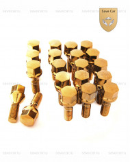 Болт цветной в блистере, золото, M12×1.25